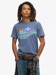 Superdry Outdoor Graphic Stripe T-Shirt, Eventide Blue