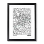 City Map London Uk Modern Framed Wall Art Print, Ready to Hang Picture for Living Room Bedroom Home Office Décor, Black A2 (64 x 46 cm)