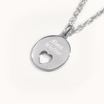 Cirkel med hjärta, Halsband med gravyr - Silver