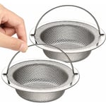 Blue Dream - Lot de 2 Filtre à évier de Cuisine, Crépine de Vidange d'évier en Acier Inoxydable avec Poignée Relevable, Diamètre Extérieur 11 cm x