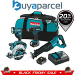 Makita LXT 18v 4 Piece Kit - Drill Circular Saw Reciprocating Saw Torch 2 x 5ah