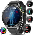 2024 Montre Connectée Ecg/Hrv/Acide Urique/Imc Ronde 1,43"" Amoled Smartwatch Avec Appel Bluetooth, Fréquence Cardiaque 24h Pression Artérielle Spo2 Température Sommeil Montre Fitness Pour Android/Ios