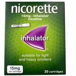 Nicorette 15mg Nicotine Inhalator 20 Cartridges For Light & Heavy Smokers