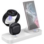 Wireless Charger Android 4 In 1 Charging Station For Samsung Phone Galaxy Z Flip 5/4/3 Z Fold 5/4/3 S24/S23 S22 S20 Ultra, Galaxy Watch 6/5/4/3 Galaxy Buds (White)