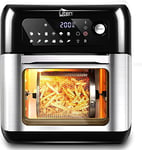 Uten Friteuse Sans Huile 10L, Friteuse à Air 12 en 1 Grande Capacité, 1500W XXL Air Fryer avec Affichage LED, Cuisson à Une Touche, Plusieurs Accessoires, Recettes, Four sans Huile, Sans BPA