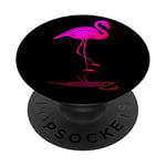 Support pop-up pour téléphone portable Motif flamant rose Noir PopSockets PopGrip Interchangeable