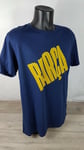 Official FC Barcelona Mens Blue Barca Allover Cotton Logo T-Shirt Tee Large T333