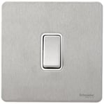 Schneider Electric Plaque simple Interrupteur 2 voies Chrome poli avec insert Noir, GU1412RWSS