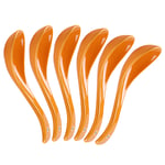 Ceramic Asian Soup Spoons, 6 PCS Chinese Spoons Sets, for Japanese Ramen, Pho, Wonton, Cereal, Salad and Desert, Microwave, Dishwasher Safe, Lead Free and Cadmium Free (Orange)