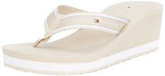 Tommy Hilfiger Women's Wedge Beach Flip Flops, Beige (Classic Beige), 7