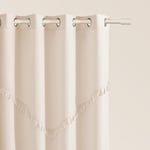 ROOM99 Chloe Curtain with Silver Eyelets, 140 x 250 cm, Width x Height, Semi-Transparent Sliding Curtains, Decorative Modern Curtain, Living Room, Bedroom, Light Cream, 1 Piece