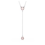 Swarovski Collier en Y Attract, Taille ronde, Rose, Métal rhodié