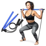 Pilates Bar Set Resistance Bands Justerbara Bands Träning Blue Blue