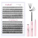 Fadlash Individual Eyelashes Cluster Lashes Kit 0.07 D Curl 8-16mm 30D+40D Eyelashes Extension Kit Natural Cluster Lashes with Lash Glue Bond and Seal,Tweezers Light Fluffy DIY at Home