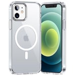 Opkiegrn Coque pour iPhone 12/12Pro, Compatible avec MagSafe Recharge sans Fil, Protection Antichoc, Anti-Jaunissement,Dos Anti Rayures PC Magnétique Étui Housse pour iphone 12/12 Pro,Transparent