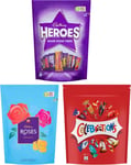 Chocolate Sharing Pouch Bundle 970g - Celebrations, Roses & Heroes for Gifting