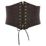 SCARLET DARKNESS Costume Viking pour femmes, ceinture corset Renaissance, large ceinture à nouer en cuir, café large S