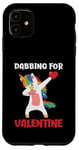 Coque pour iPhone 11 Dabbing Unicorn Saint-Valentin Love