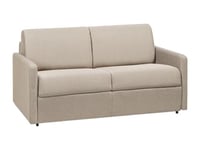 Canapé 2 Places Convertible Express en Tissu CALIFE - Beige - Couchage 120 cm - Matelas 14 cm