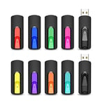 Vansuny Clé USB 64 Go, Lot de 10 Clef USB 2.0 64Go Rétractable Mémoire de Stockage Externe Flash Drive pour Ordinateur/Télévision/Autoradio pour Bureau de Travail/Études (10 Couleures USB 2.0)