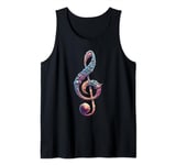 Space Stars Planets Treble Clef Musical Note Music Tank Top