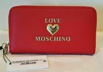 Love Moschino red Heart Zip Around Wallet logo Authentic Brand New