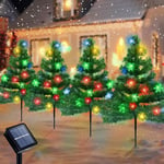 Outdoor Christmas Decorations, 4 Pack Solar Christmas Tree with 80LED Snowflake Lights, Christmas Tree Light Outdoor, Solar Garden Lights, Christmas Pathway Lights Christmas Decoration for Garden Yard