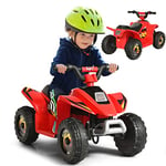 GOPLUS Voiture 4x4 Quad Buggy Electrique,Quad ATV 6V avec Marche Arrière et Frein Électrique,Avancer et Reculer, Contrôle par Poignée,Recommandé pour Les Enfants de 3+ Ans (Rouge)