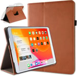 Rotatif Housse Pour Ipad 2020 (8. Gen.), Ipad 2019 (7. Gen.) 10,2 Pouces, Deluxe 360 Degrés Smart Coque De Protection Simili Cuir Coque Cover Et Case, Brun