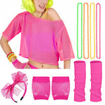 iZoeL Deguisement Annee 80 Femme Déguisement Carnaval Costume Halloween Deguisement Halloween Costume Carnaval Accessoire Annee 80 Fluo Costume Annee 80 Disco, Serre-tête Colliers Gants Jambières Neon