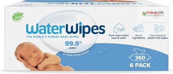 Plastic-Free Baby Wipes 360 Count Unscented Water-Based for Sensitive Skin