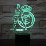 Real Madrid CF Ronaldo USB 3D Anime Nattlampa Atmosfärisk LED Bordlampa Julgåvor för Fotbollsälskare Dekorativ Lampa för Barn