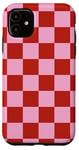 Coque pour iPhone 11 Rouge et rose à carreaux rose rouge à carreaux rose et rouge