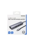 Deltaco USB-C Hub and Network Adapter USB-C ha R USB hub - 3 porttia - Harmaa