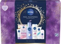 NIVEA Feel Pampered Skincare Gift Set 6 Products, Women's Gift Set Includes Body