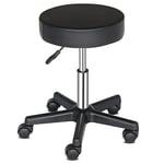 TactFire Tabouret de Bureau, Tabouret à roulettes Rotation à 360°, pour Salon de Massage, Bureau, Clinique (1, Noir)