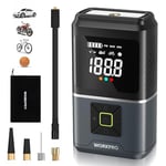 WORKPRO Compresseur à Air Portatif 7,2 V, Gonfleur Pneu Voiture avec Batterie 5000 mAh, Gonfleur Electrique 150PSI(10,3Bar) 4 Modes de Gonflage pour Pneus de Voiture Velo Ballon Moto Matelas Gonflable