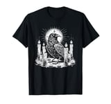 Satanic Raven with Candles | Ritual Occult Crow Witchcraft T-Shirt