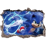 Barn Cartoon Sovrum Bakgrund Väggklistermärke, 3D Dekal Sonic Adventure TV Bakgrund Fönster Dekoration (63.5cm*43cm)