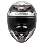 LS2 Dragon FF807. Motorcycle Helmet. Full Face. Full Carbon. Dark Visor, Pinlock and Carrying Bag Included. Enthum Gloss Silver. XS