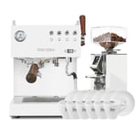 Ascaso Steel Duo Plus White - Modell 2024 Espressomaskin inkl. Eureka Mignon Libra Krom/Vit Kaffekvarn & Cappuccinokoppar