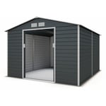 Abri de jardin métal anthracite 8,25 m² + kit d'ancrage