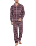 iClosam Pyjama Homme Hiver Coton 2 Pièces Pyjama Homme Long Chaud à Carreaux Ensemble de Pyjama Homme avec Bouton Vêtements de Nuit Homme à Rayé S-XXL