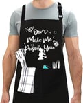 LINEN CLOSET® Bbq Apron for Men Funny Aprons Grilling Novelty Barbecue Aprons Kitchen Cooking Gift Him Husband Son Father Apron with 2 Front Pockets