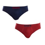 DIM Slip Homme Seamless Micro x2, Rouge Rubis/ Bleu Marine, XL