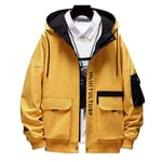 HSY SHOP Manteau de Printemps à Capuche zippé pour Hommes, Sweat à Capuche Coupe Slim Cardigan Rue pour l'équitation (Color : Yellow, Size : L)