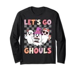 Lets Go Ghouls Retro Halloween Ghost Women Toddler Girl Long Sleeve T-Shirt