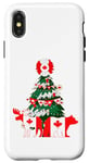 Coque pour iPhone X/XS Pull de Noël moche avec drapeau canadien et arbre de Noël