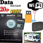 NEW Smarty UK WiFi MiFi Router £20 Unlimited DATA ONLY Sim Card 4G 5G dongle