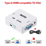 Adaptateur HDMI vers VGA pour PS3,XBOX,TV Box,PC,Ordinateur Portable,Projecteur HDTV,DVD,1080P Full HD,Convertisseur Vidéo VGA - Type hdmi to vga white